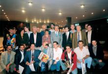 II Congreso Internacional de Música de Cine. El equipo de la revista Música de cine con los compositores Lalo Schifrin, Carlo Rustichelli, Wojciech Kilar y Carlo Savina (1993)