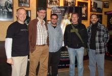 Con el compositor Carles Cases, y con los compañeros de la ACDMC Jaume Claver y Germán Barón tras el coloquio sobre “Música al cinema de terror” en las 12 hores de cinema de Terror de Molins de Rei (Barcelona) (2007)
